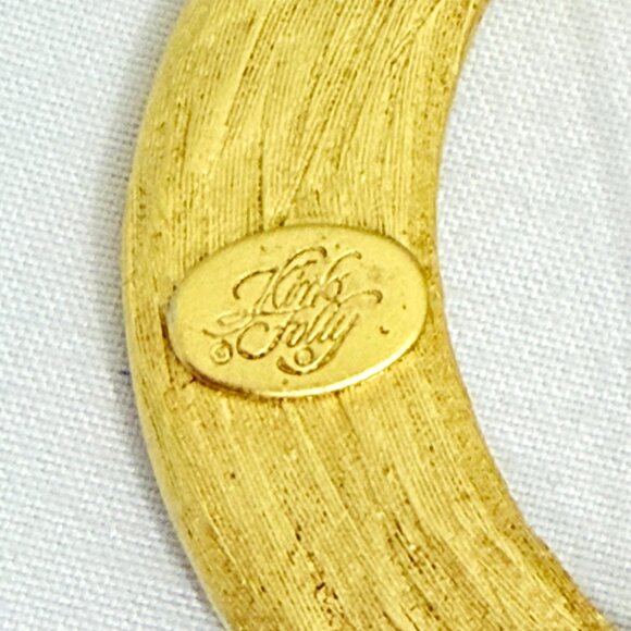 Vintage Kirk's Folly Crescent Moon Brooch With Cherub & Dangling Stars - Picture 8 of 8